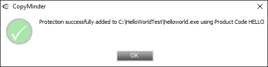 CopyMinder software protection added successfully