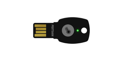 Single-button FIDO security key for multi-factor authentication