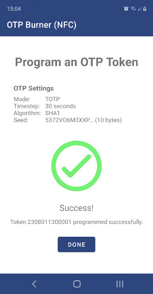 Microcosm OTP Burner app successful seed programming