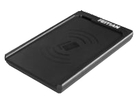 Contactless smart card reader for reading and writing ISO-14443, ISO-18092 and MIFARE compliant smart cards.