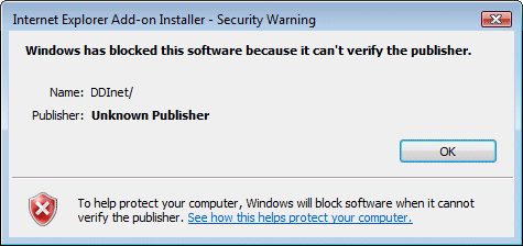 Internet Explorer error message
